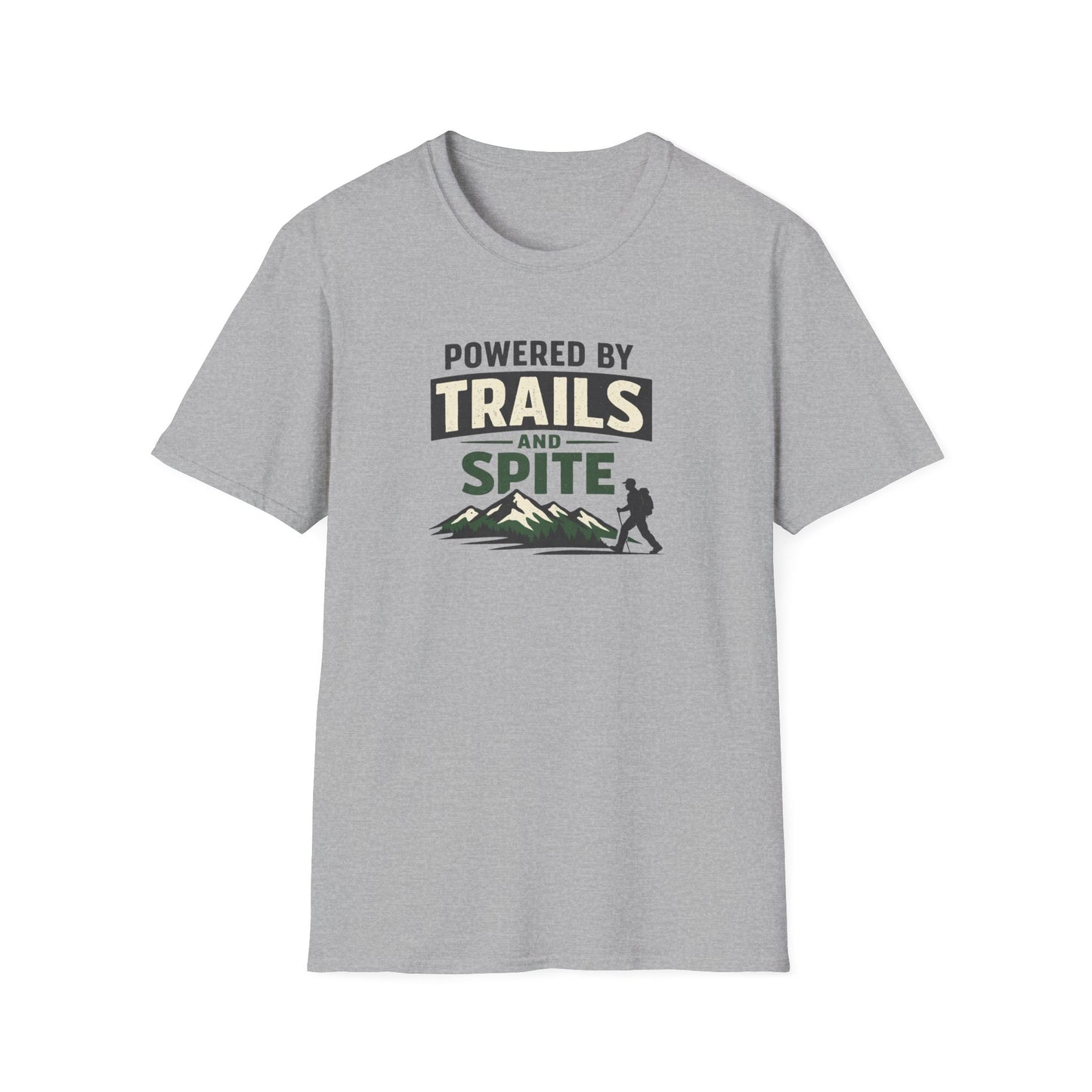 Graphic Trails & Spite Softstyle T-Shirt by Designed For The Wild Co featuring a nature-inspired design on a soft cotton tee.