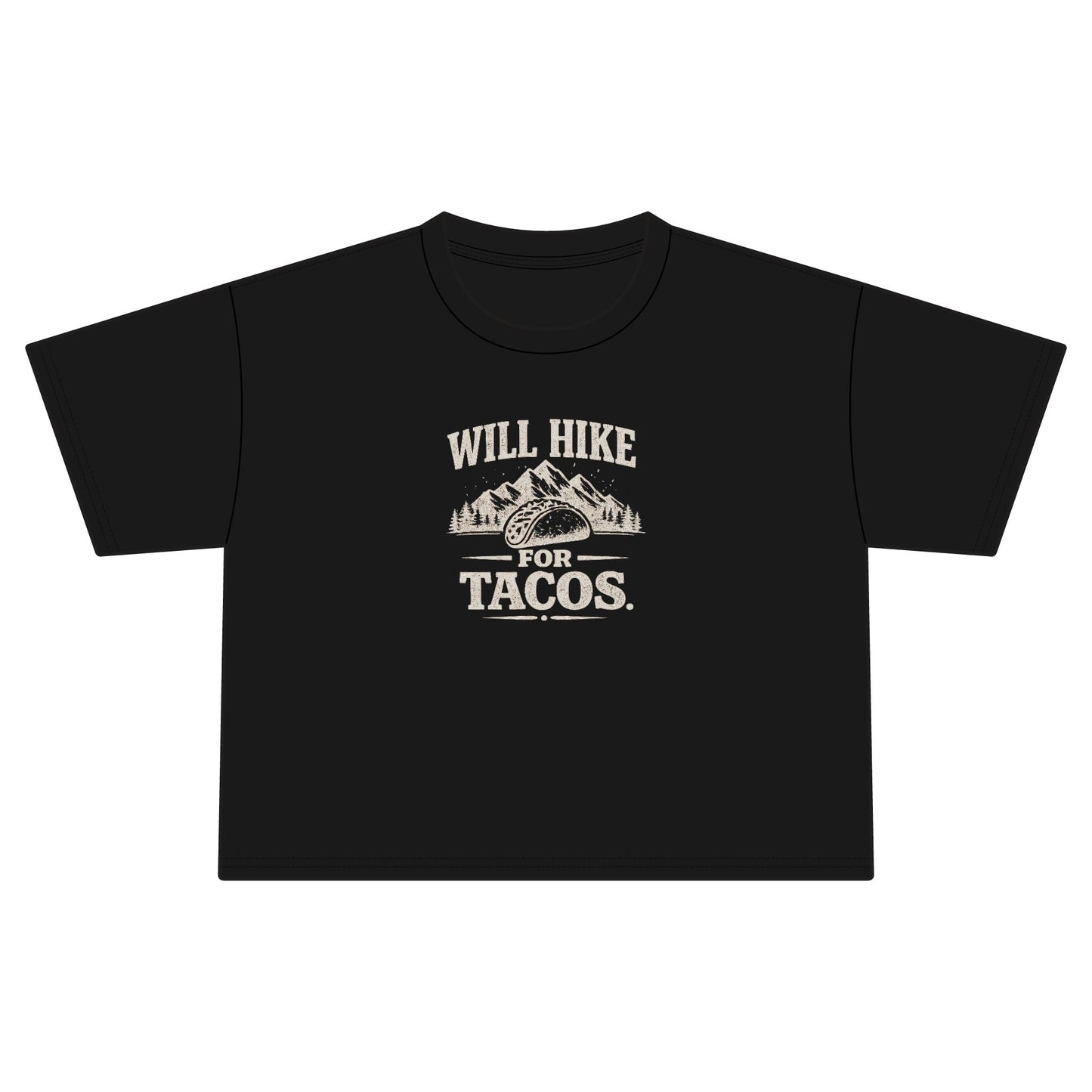 Will Hike For Tacos Women's Jersey Crop Tee
