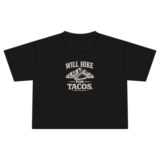 Will Hike For Tacos Women's Jersey Crop Tee
