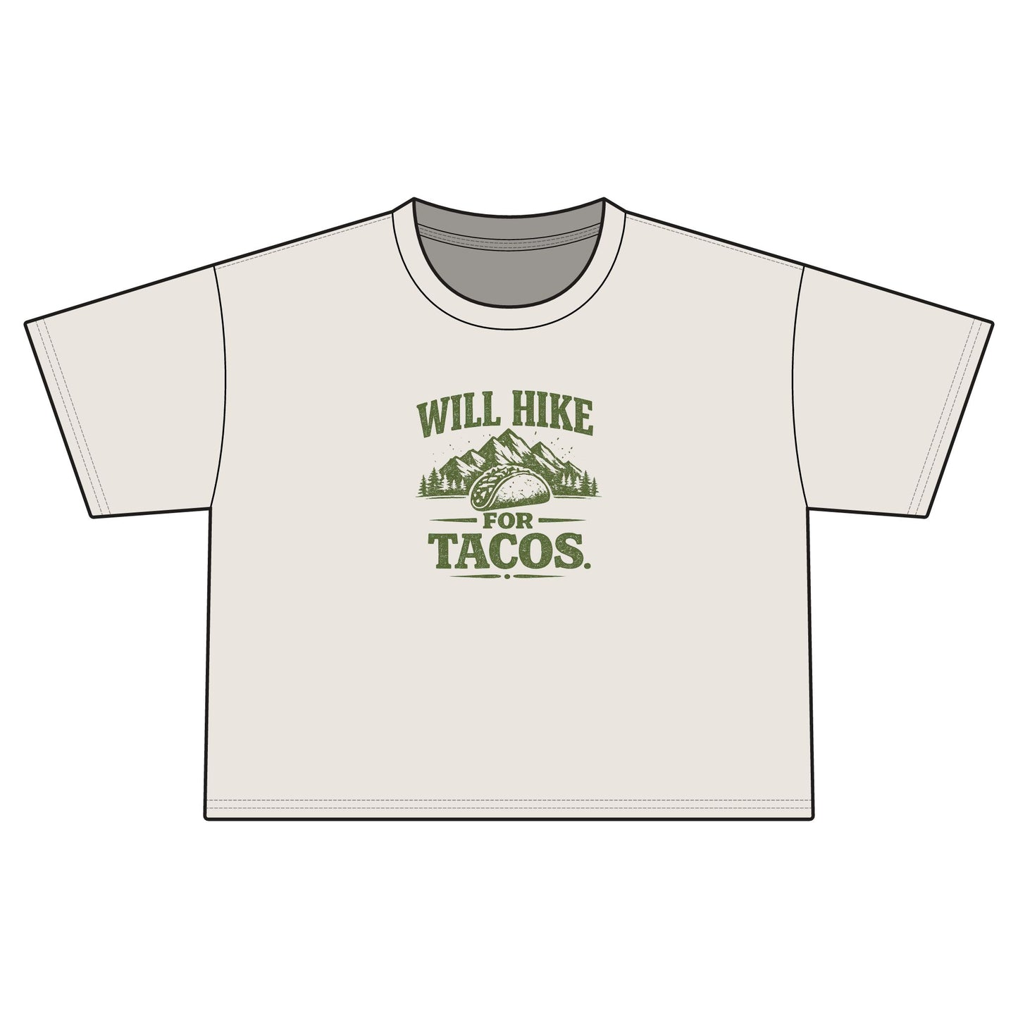 Will Hike For Tacos Women's Jersey Crop Tee