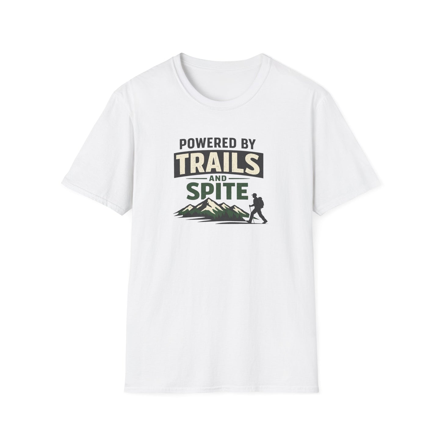 Trails & Spite softstyle graphic T-shirt by Designed For The Wild Co, featuring nature-inspired artwork on a comfortable cotton shirt.
