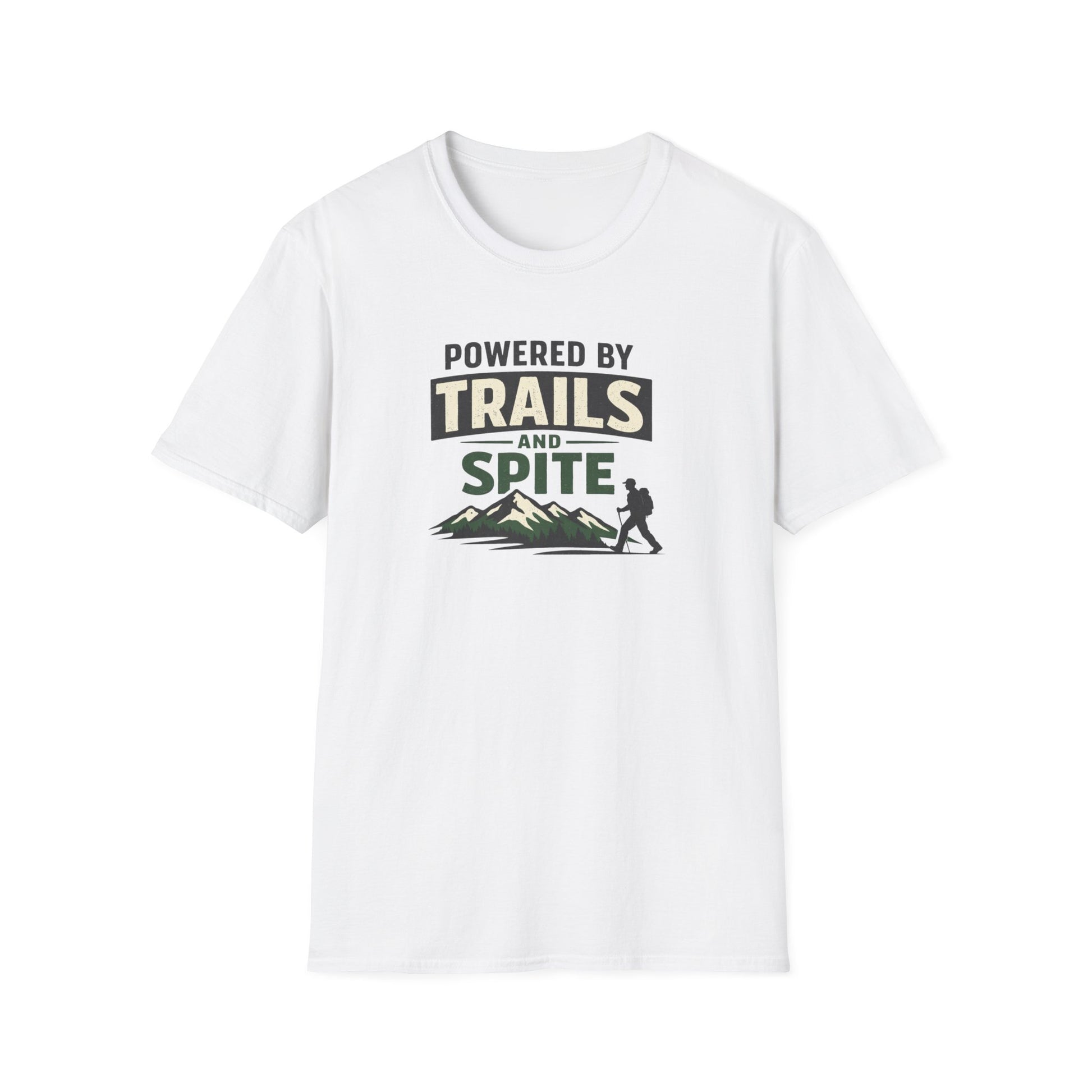 Trails & Spite softstyle graphic T-shirt by Designed For The Wild Co, featuring nature-inspired artwork on a comfortable cotton shirt.
