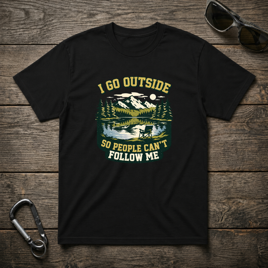 Black I Go Outside heavyweight graphic T-shirt by Designed For The Wild Co featuring outdoor-themed print and comfortable fit.