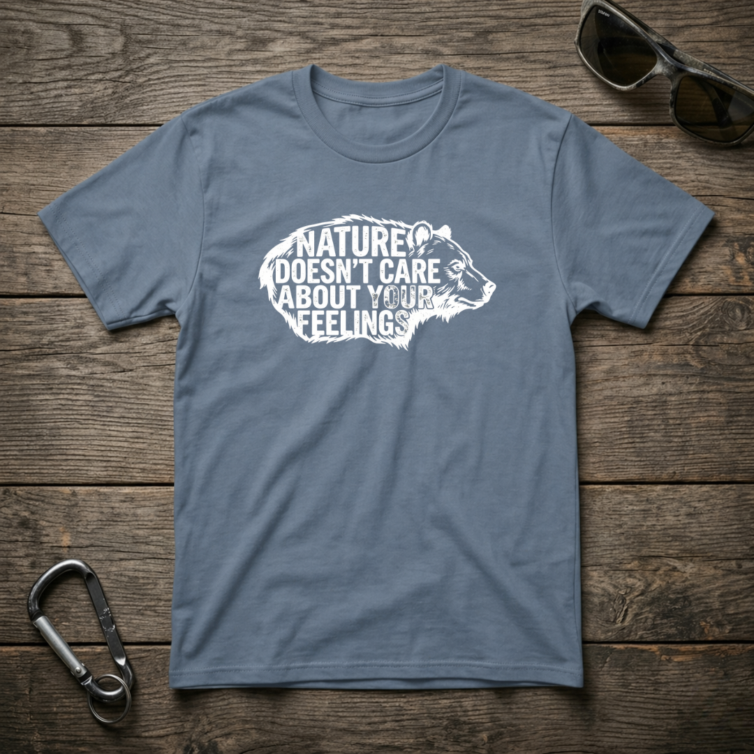 Blue garment-dyed graphic T-shirt by Designed For The Wild Co featuring nature-inspired artwork and casual fit.