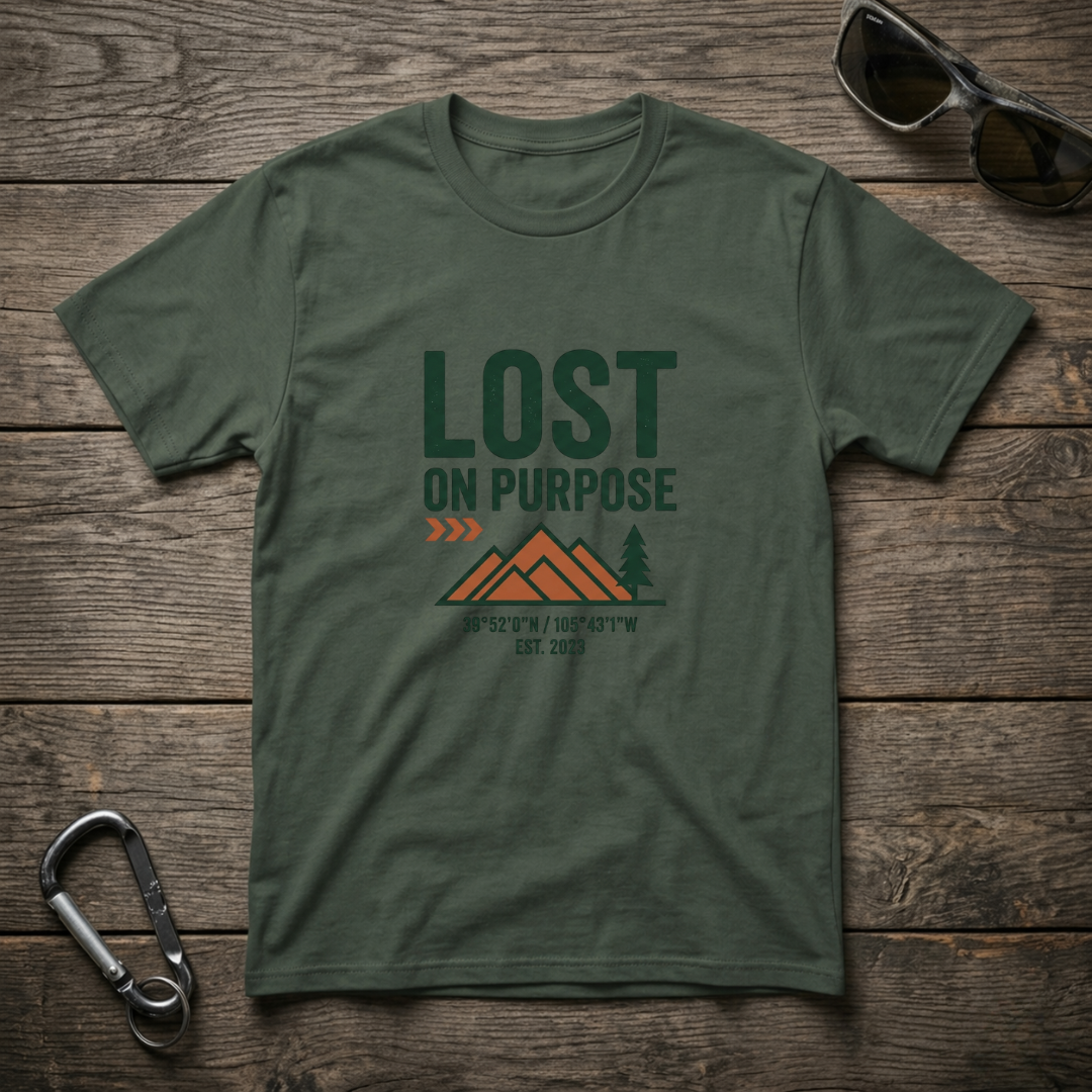 Blue spruce graphic T-shirt by Designed For The Wild Co, garment-dyed casual tee with nature-inspired design.