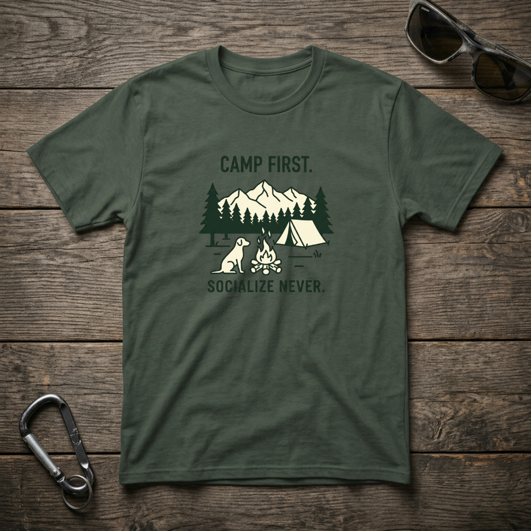 Blue spruce graphic T-shirt by Designed For The Wild Co featuring a casual garment-dyed fabric and social-themed design.