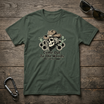 Blue spruce graphic T-shirt by Designed For The Wild Co, featuring a natural woodland print on a garment-dyed tee.