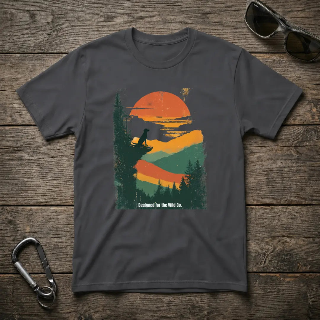 Sunset Dogwatch Softstyle graphic T-shirt in dark heather with dogwatch design by Designed For The Wild Co.