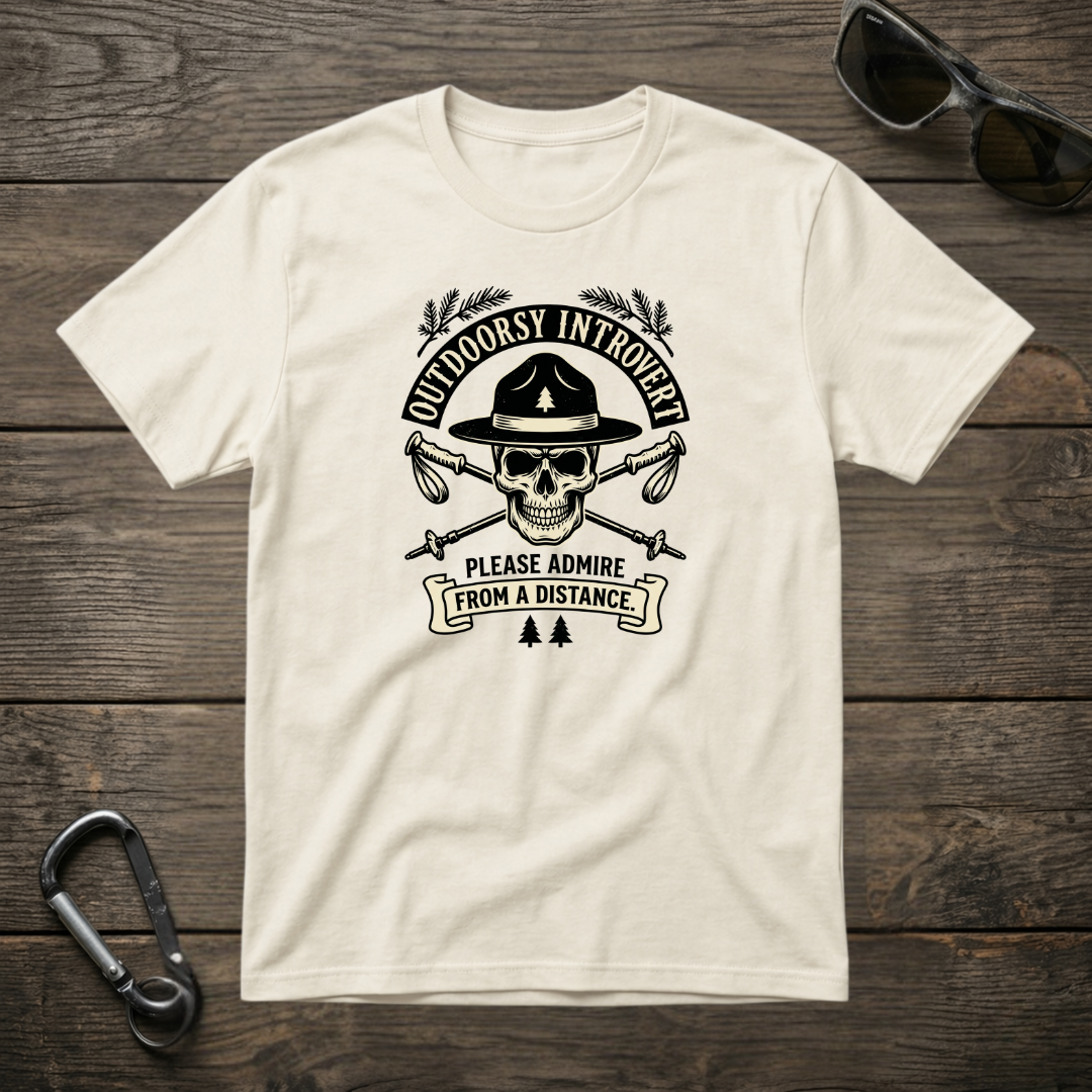 Ivory outdoorsy introvert graphic T-shirt by Designed For The Wild Co, featuring natural-inspired design on soft garment-dyed fabric.