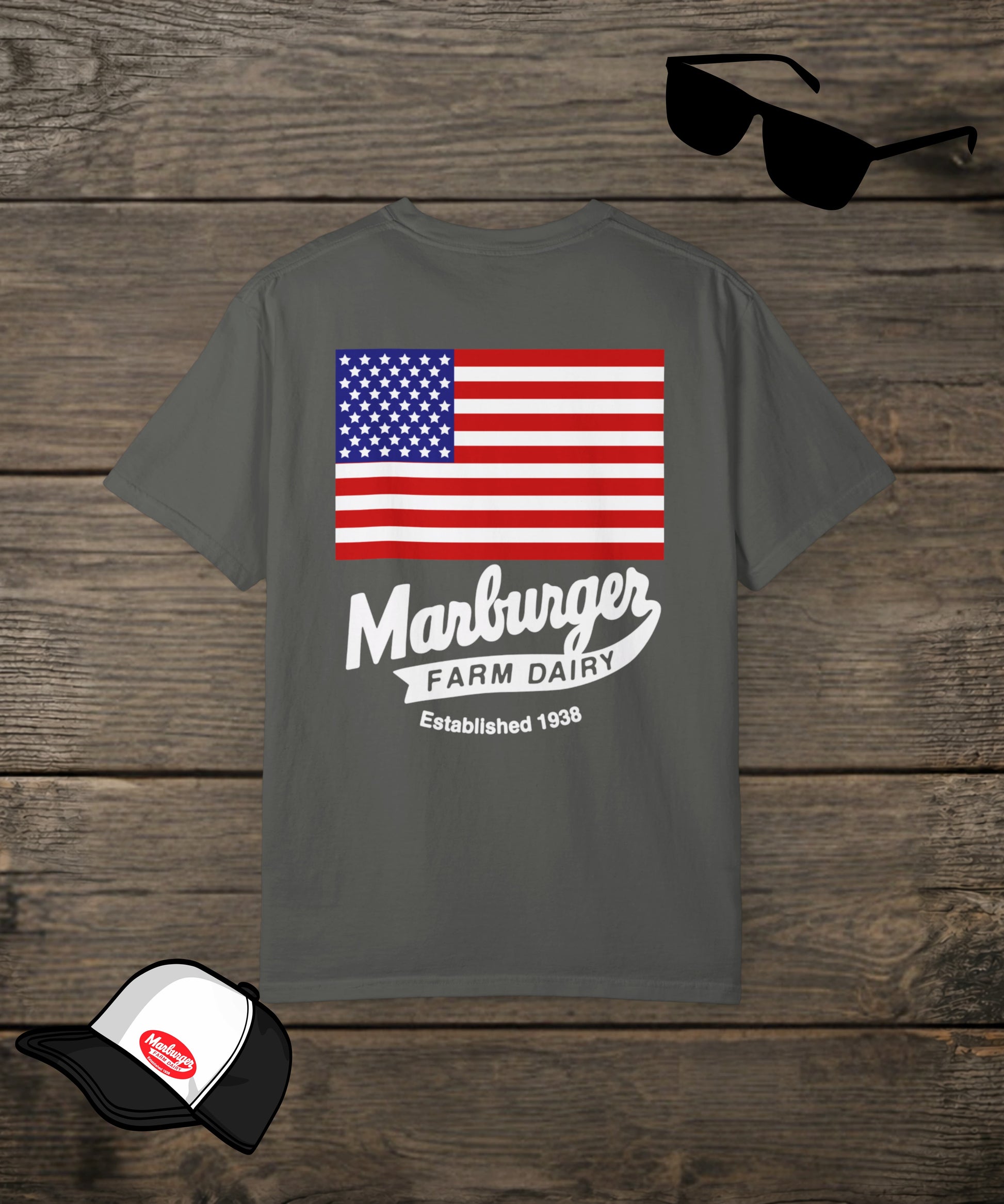 Custom Comfort Colors T-shirt featuring Marburger Farm Dairy Co. design with a pepper graphic on the back, by Designed For The Wild Co.