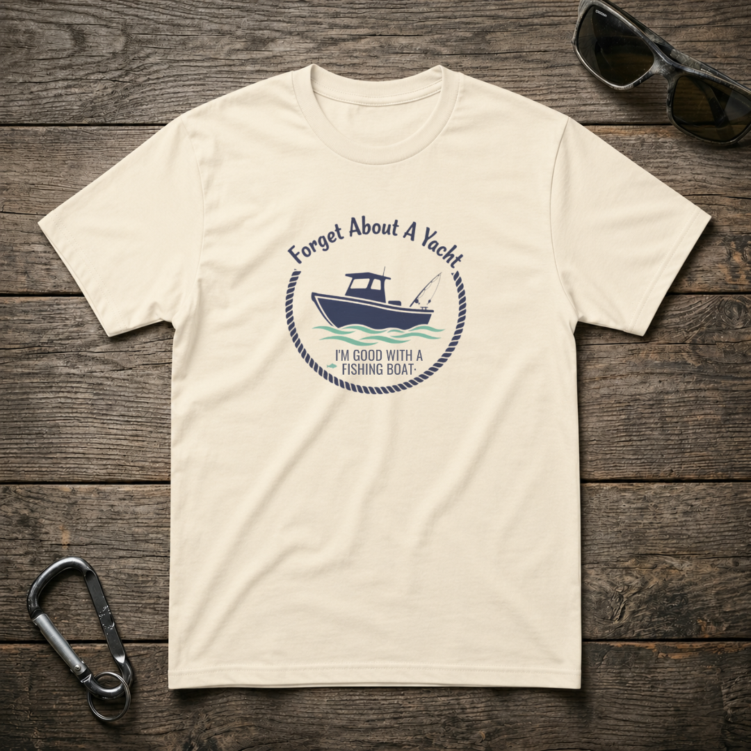 Forget About A Yacht heavyweight graphic T-shirt by Designed For The Wild Co featuring a bold natural-themed design.