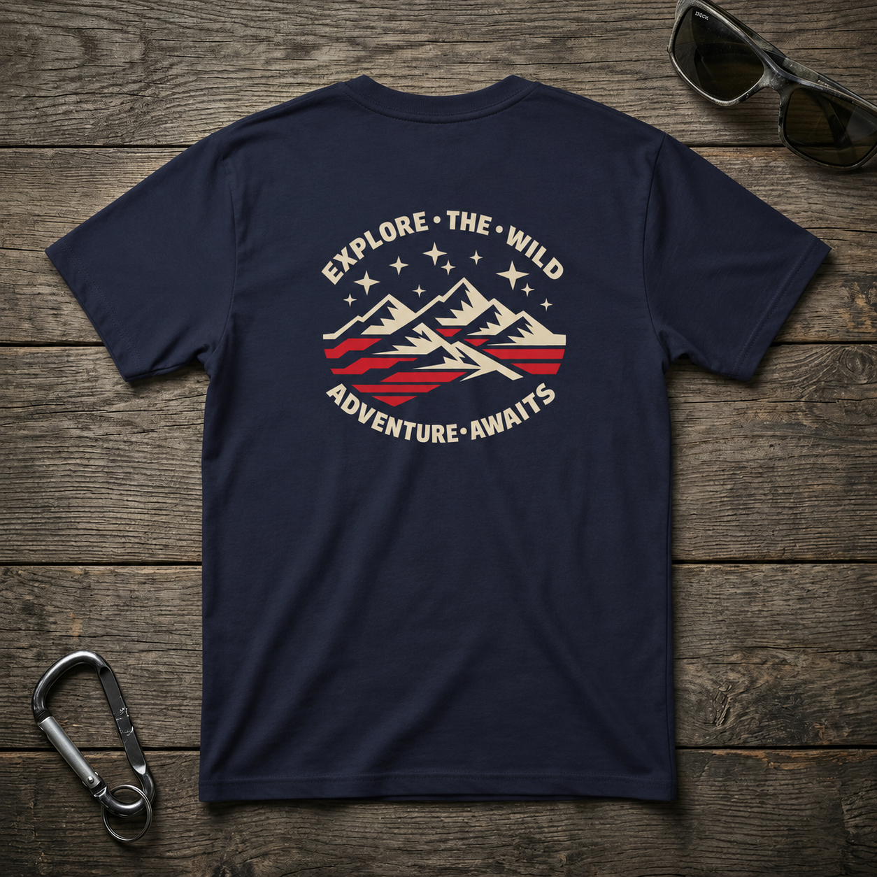 Navy graphic heavyweight T-shirt by Designed For The Wild Co featuring wild animal illustrations and bold design.