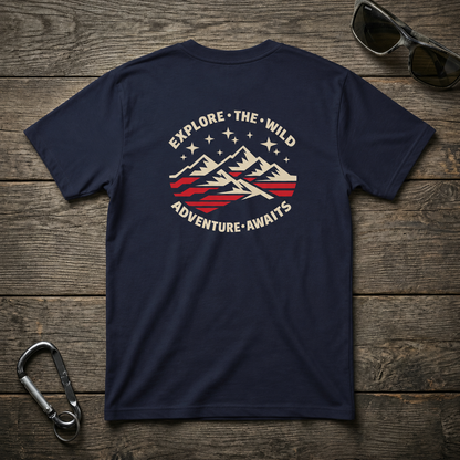 Navy graphic T-shirt from Designed For The Wild Co featuring wild animal illustrations on a heavyweight cotton tee.