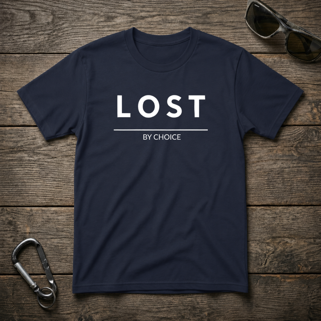 Navy heavyweight graphic T-shirt by Designed For The Wild Co with bold printed design on front.