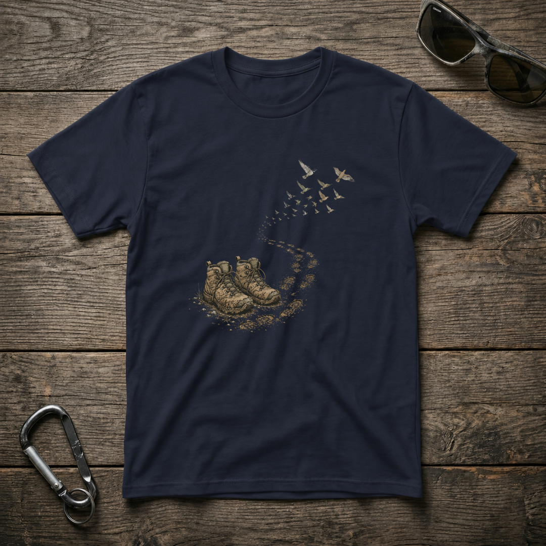 Navy graphic T-shirt from Designed For The Wild Co with a softstyle fit, featuring nature-inspired artwork on the front.