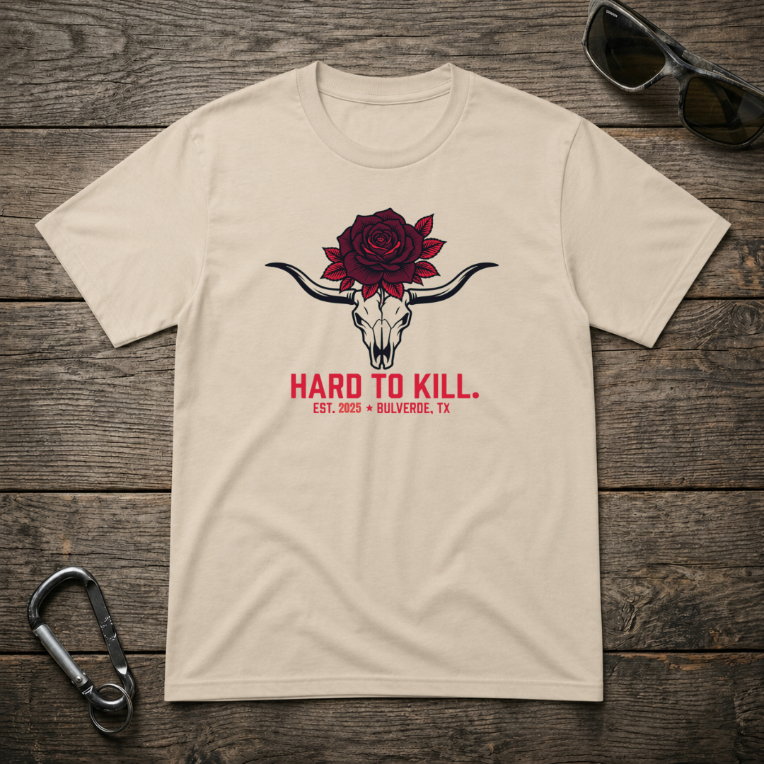 Graphic T-Shirt featuring a Long Horn Skull design on a heavyweight fabric, by Designed For The Wild Co.