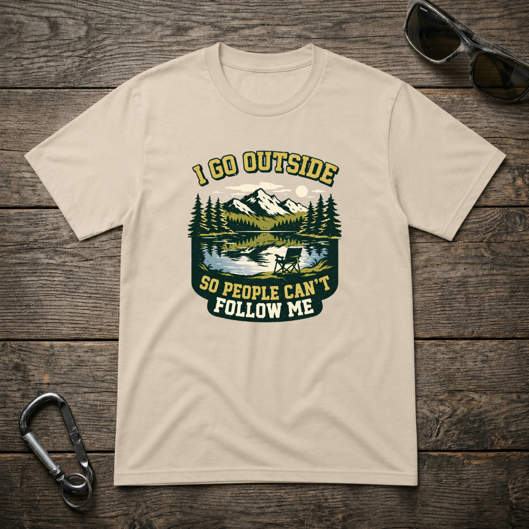 Designed For The Wild Co I Go Outside heavyweight graphic T-shirt with outdoor-themed design, natural colors, and comfortable fit.