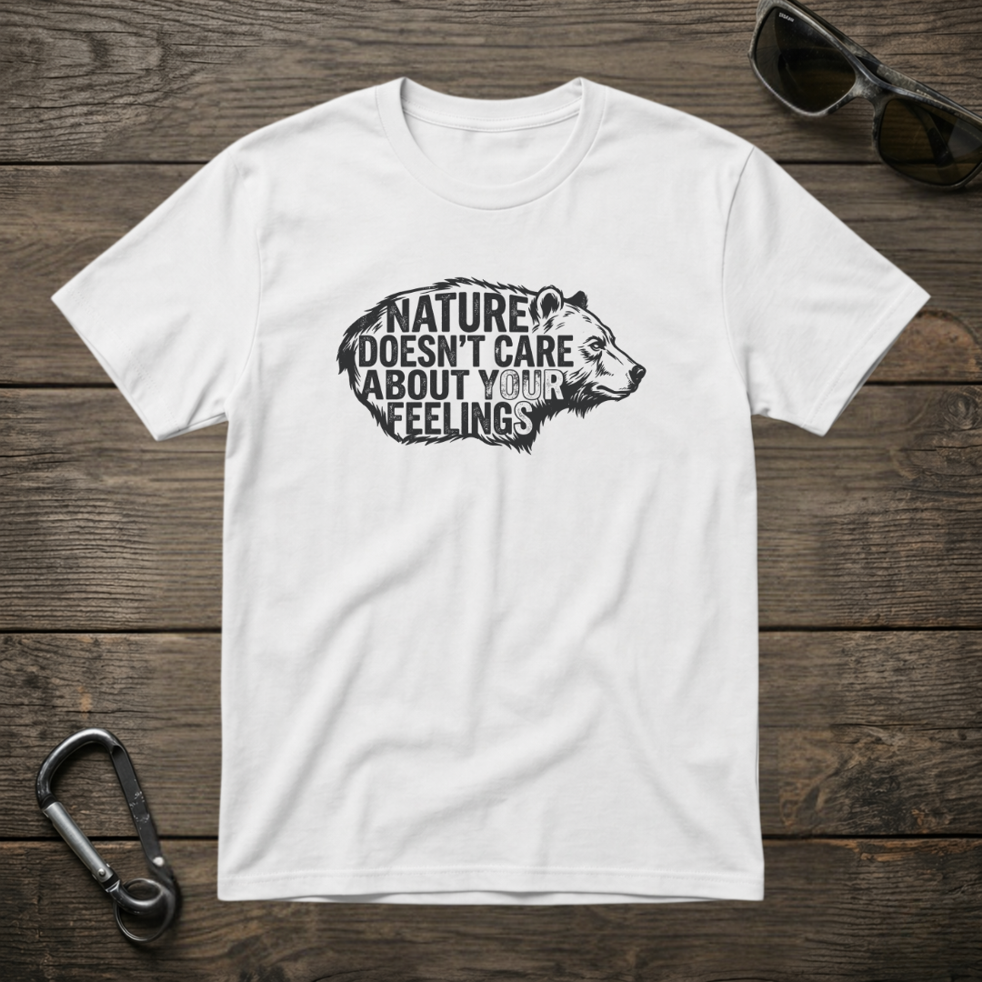 White graphic T-shirt by Designed For The Wild Co featuring a nature-inspired design on a garment-dyed fabric.