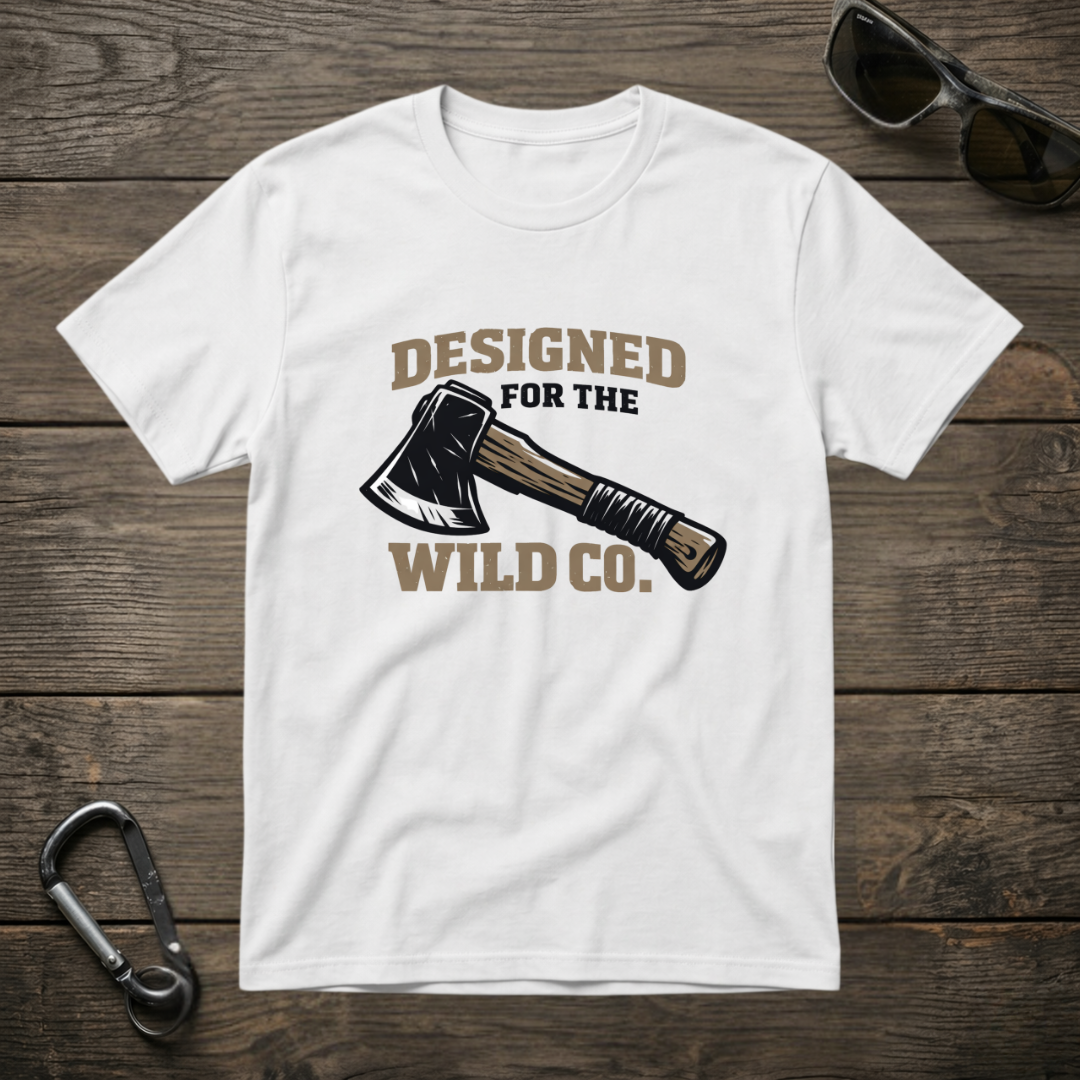 White graphic T-shirt by Designed For The Wild Co featuring a bold, eye-catching design on soft, garment-dyed fabric.
